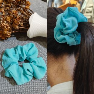 9.9元手工缝制 雪纺纱料子花发圈皮筋头饰绿色活力散发圈发绳