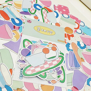 嘿居喵喵《茶杯控》原创盐系便签韩系装饰拼贴手帐素材包