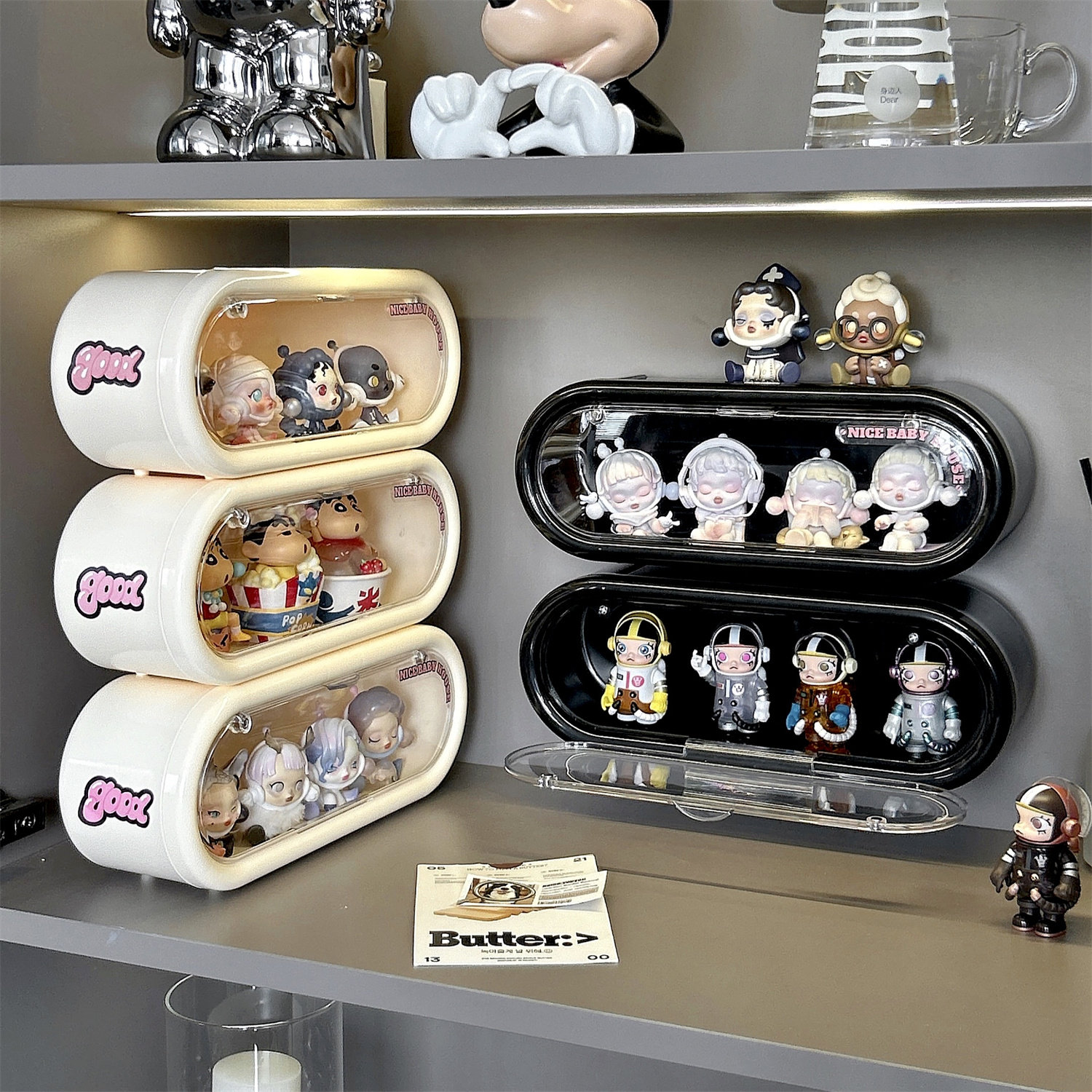 盲盒展示架透明泡泡玛特玩具摆件收纳陈列架子桌面小型手办展示盒