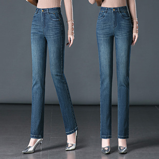 女春秋季 显瘦老爹裤 2024韩版 弹力显瘦百搭修身 新款 复古牛仔直筒裤
