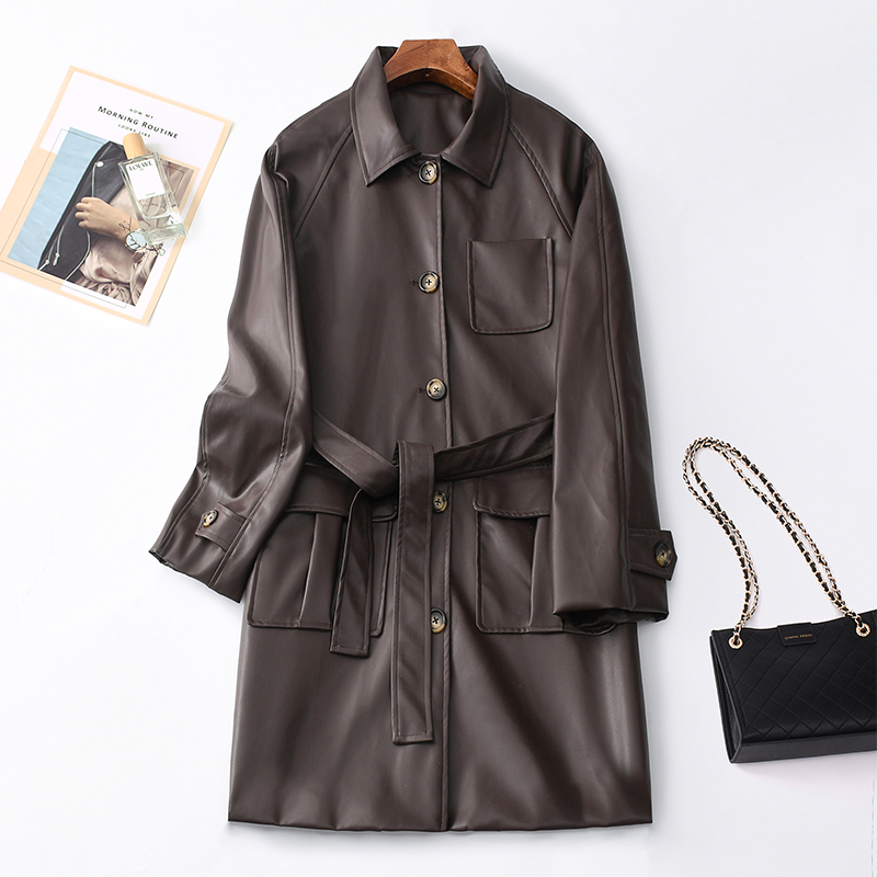 RAYAEVE显瘦酷机车中长皮衣外套