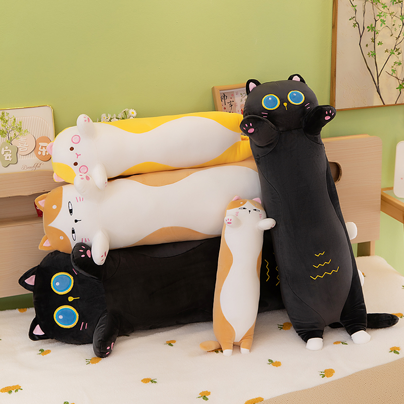 小猫咪抱枕毛绒玩具长条搂睡枕头