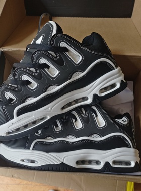 黑色OSIRIS D3气垫滑板鞋男女低帮面包鞋耐磨减震运动板鞋复古DC