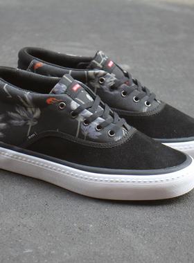 中帮黑色GLOBE滑板鞋翻毛皮迷彩板鞋男女系带休闲鞋百搭Ollie板鞋