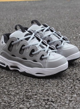 灰色复古OSIRIS D3气垫滑板鞋男女低帮面包鞋耐磨减震运动DC板鞋