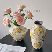 饰品高级感 软装 美式 复古花瓶陶瓷水养插花器客厅书房办公桌新中式