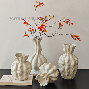 飾擺件 復(fù)古侘寂風(fēng)異形藝術(shù)陶瓷花瓶水養(yǎng)鮮花客廳書房高級感插花裝