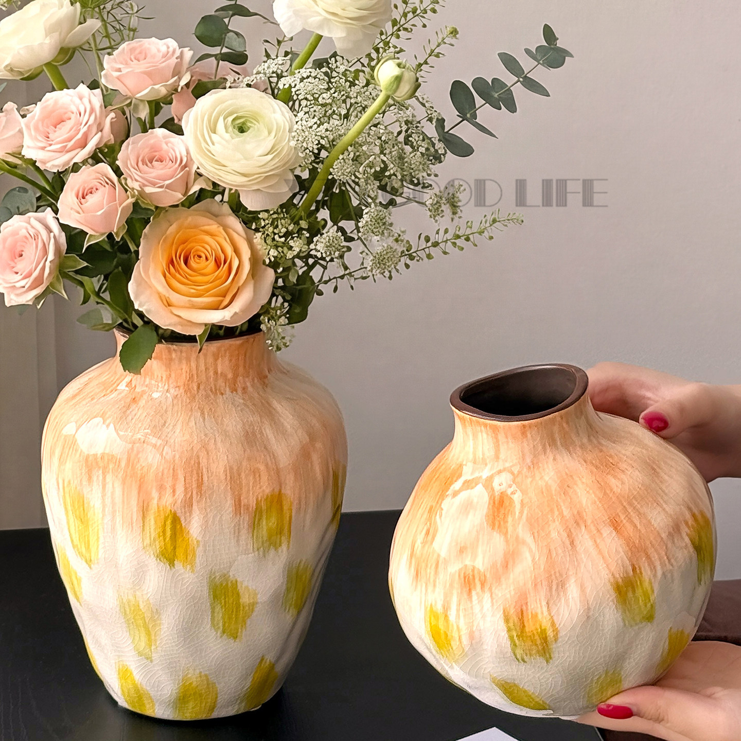 设计师荐大肚陶瓷花瓶油画风图片