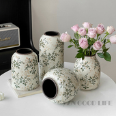 繁花复古陶瓷花瓶摆件客厅水培插花创意高级感田园风装 饰品新中式