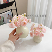 网红奶油风高级感陶瓷小花瓶迷你仿真花装 饰摆件ins简约客厅插花