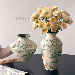 新繁花复古花瓶陶瓷水养插花器客厅书房办公桌新中式禅意软装饰品