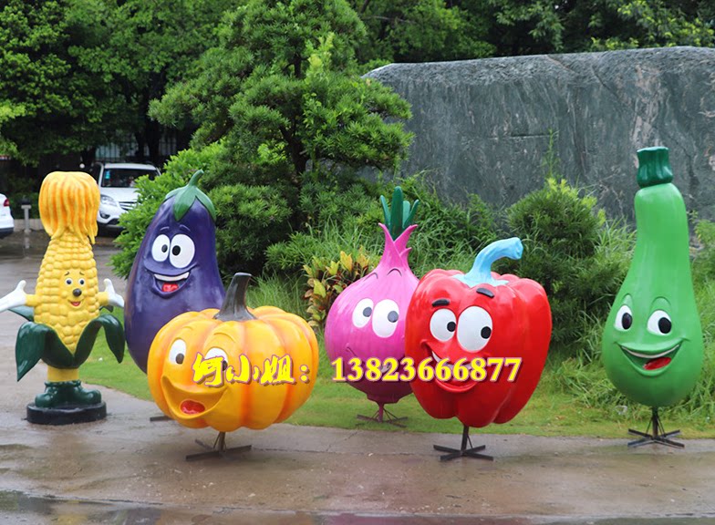 厂卡通表情笑脸南瓜辣椒大蒜洋葱头人物娃娃雕塑玻璃钢蔬菜瓜果库