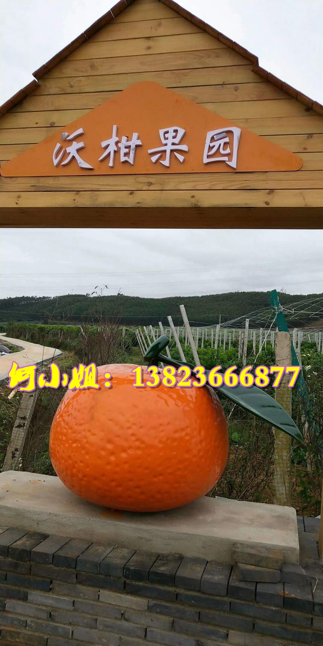 果园入口布置装饰创意大沃柑雕塑玻璃钢仿真芦柑柑橘桔子景观小品