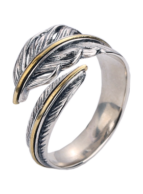 男女纯银复古手工银开口戒指