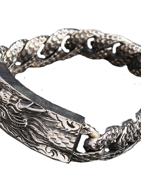925银复古泰银朋克龙头手链个性