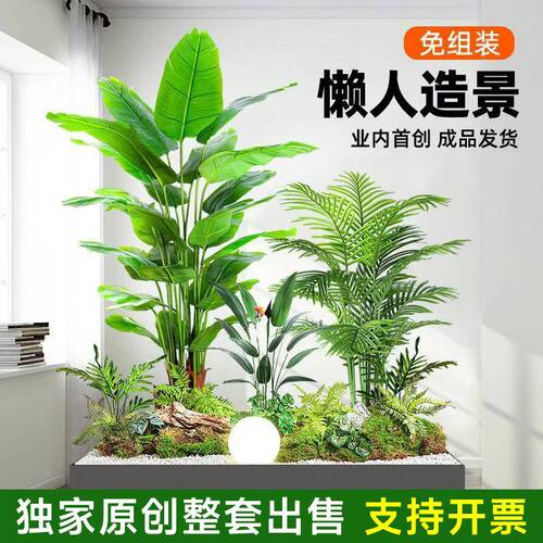 仿真绿植造景组合橱窗装饰假植物景观造景庭院布置玄关室内氛围树
