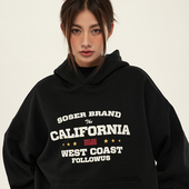 SOSER 女生情侣 复古街头字母潮牌连帽卫衣男士 重磅440g加绒 美式