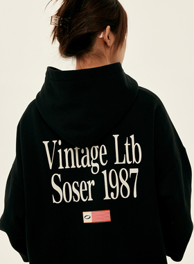 SOSER重磅440g 秋冬美式复古连帽卫衣男士女生同款情侣帽衫潮牌