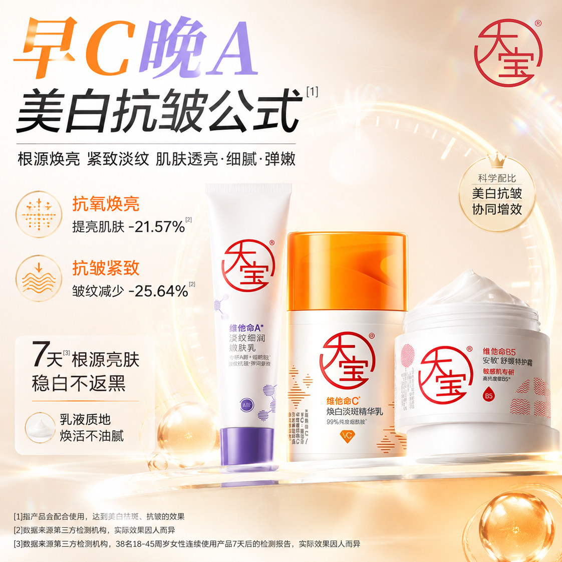 大宝维他命a醇抗皱面霜早c晚a温和紧致淡纹嫩肤乳液官方正品男女图片