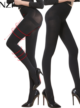 曼姿600D天鹅绒加厚收腹提臀防勾丝连裤袜竖纹微压打底袜女26111