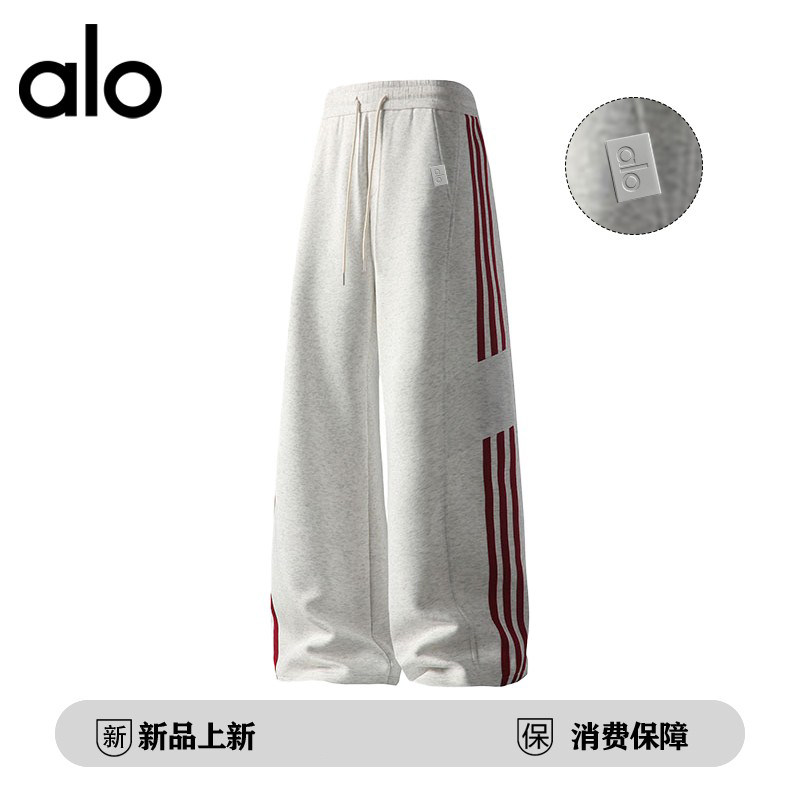 官方奥特莱斯】品牌折扣 情侣秋冬季加绒休闲裤美式条纹运动裤子