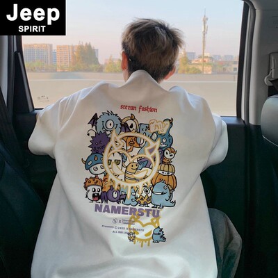 JEEPSPIRIT重磅小恶魔t恤短袖男2026夏季新款潮流港风宽松半袖ins