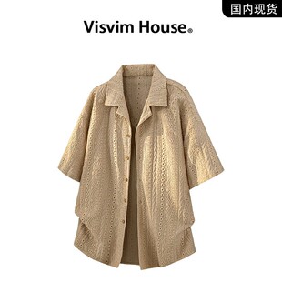 镂空透气古巴领宽松短袖 品牌现货撤柜 VISVIM HOUSE夏季 男 衬衫