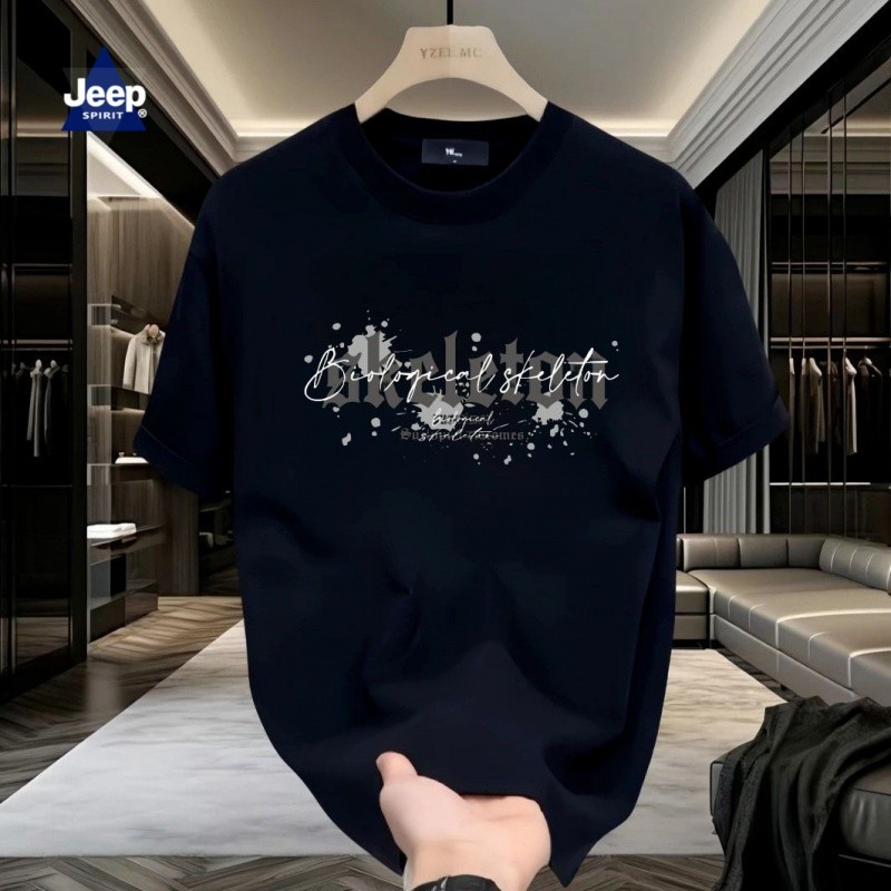 JEEPSPIRIT2025夏季新款秀禾服男美式街头潮牌百搭半袖圆领体恤