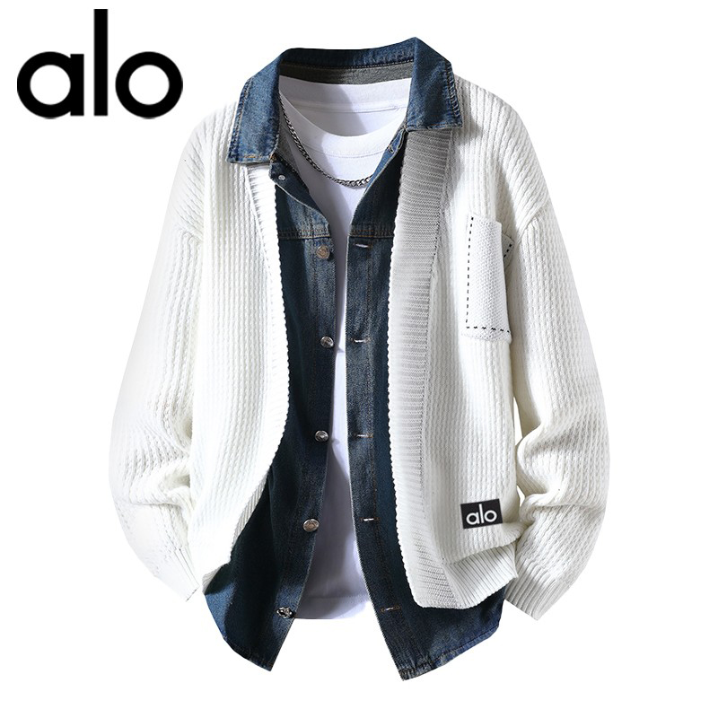 官方奥特莱斯】品牌折扣 秋季假两件牛仔翻领开衫毛衣针织衫外套