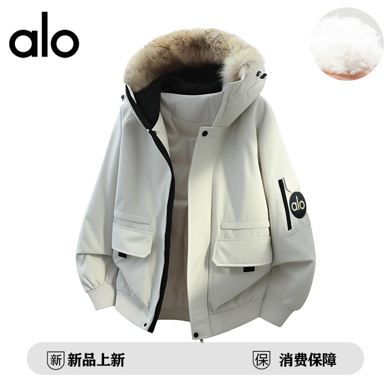 官方奥特莱斯】品牌折扣 冬季羽绒服男连帽毛领90白鸭绒工装外套