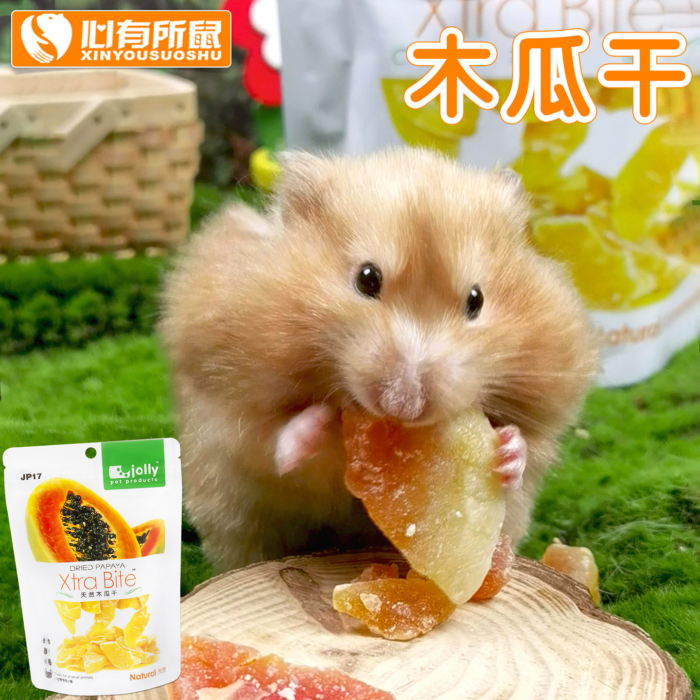 Jolly木瓜干兔子零食仓鼠金丝熊豚鼠和荷兰猪龙猫零食饲料180g