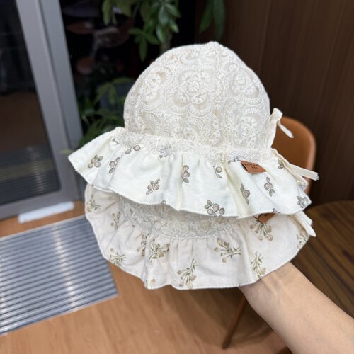 婴儿帽子春秋款韩版洋气女童抽绳公主帽秋季遮阳可调节宝宝渔夫帽