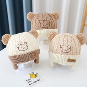 婴儿帽子秋冬季 可爱超萌针织帽婴幼儿男女宝宝防风护耳毛线帽新款
