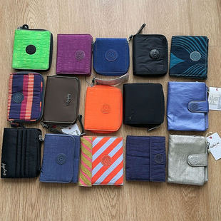 kipling 孤品绝版小号两折短款女士钱包卡包拉链防水布包女