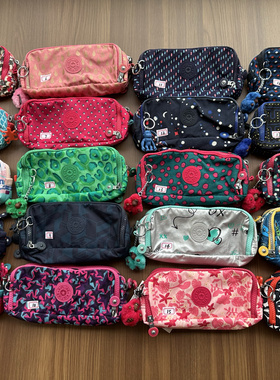 Kipling90色猴子包多花色轻便休闲耐用三层拉链笔袋化妆包K13564
