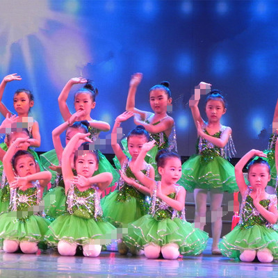 六一女童现代舞亮片演出服公主裙