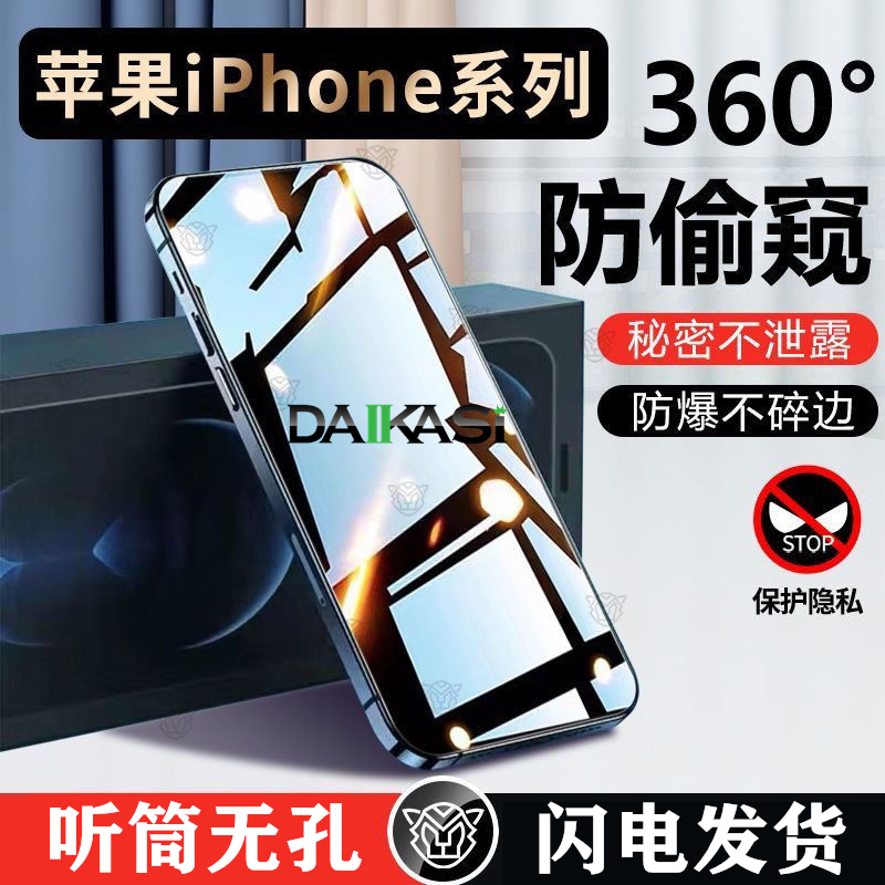 360度防窥膜苹果16/15/14/13Pro防窥钢化膜12Promax防偷窥11手机Xs膜