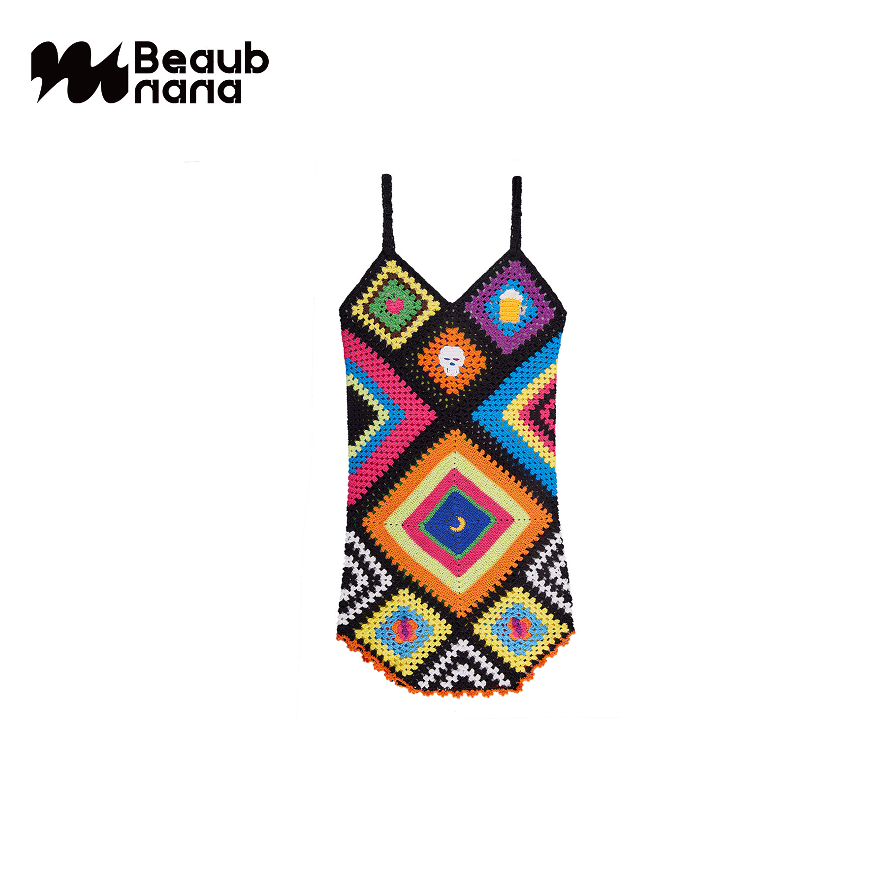 小黄香蕉手钩啤酒针织吊带裙女夏季小众设计性感连衣裙海边度假