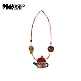 入会享8-9折 小黄香蕉手钩水壶项链女红色新年节日礼物长款毛衣链