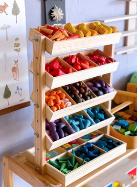 grapat小可爱彩虹阿基米德积木放置架分格零碎玩具整理收纳神器实