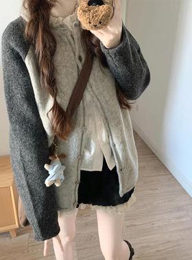 灰色针织CAM46557毛衣开0衫外套女225新款高级感穿搭小子慵懒个春