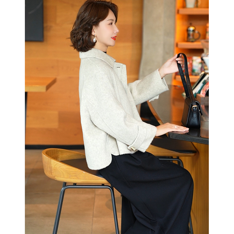 迪芬璐嘉羊毛双面呢韩版休闲大衣