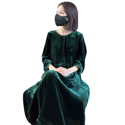 迪芬璐嘉通勤桑蚕丝气质丝绒裙女