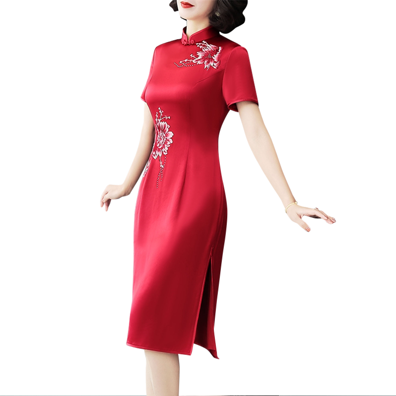 迪芬璐嘉喜婆婆婚宴醋酸改良旗袍