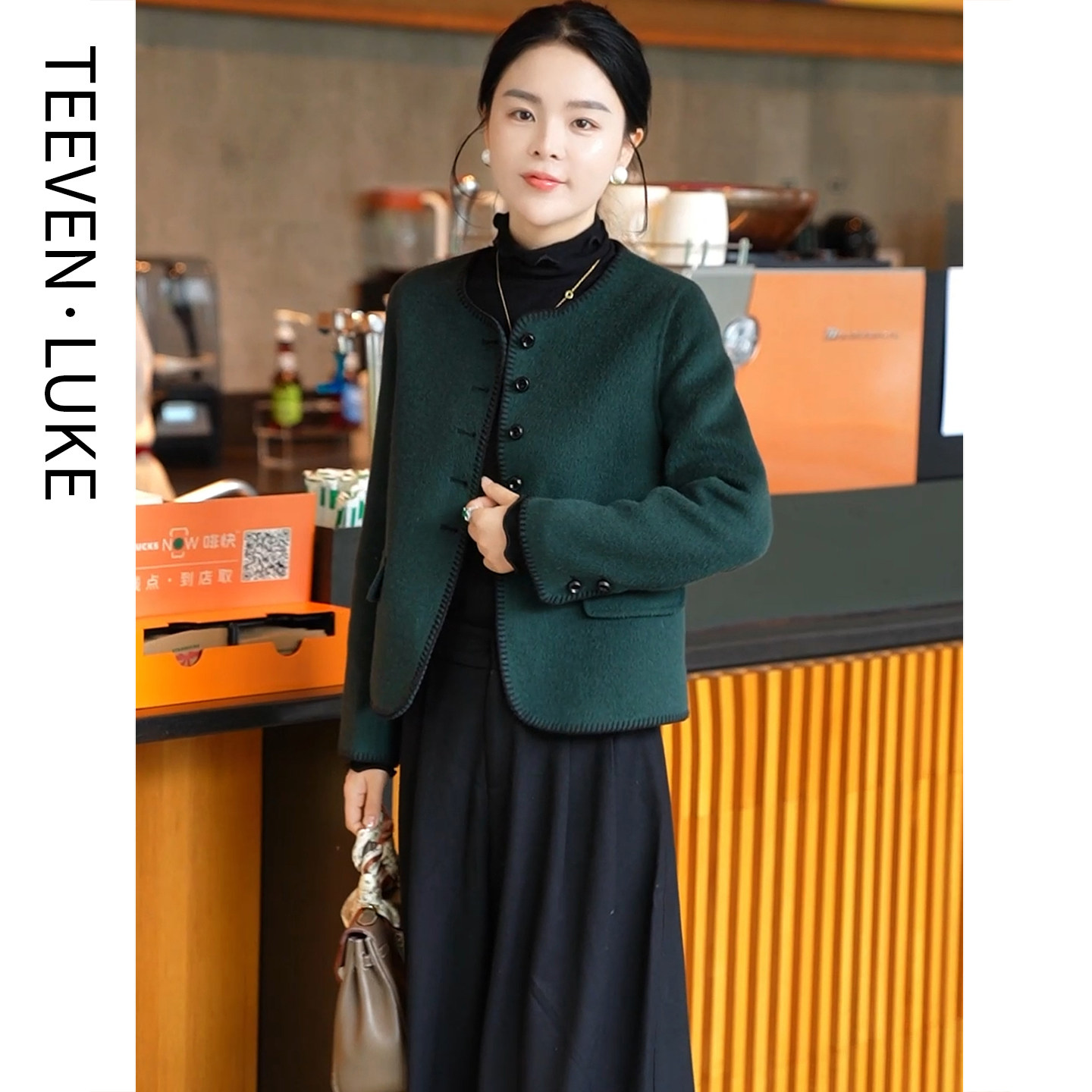 气质双面呢羊毛大衣小个子秋冬2025新款韩版中年妈妈显瘦毛呢外套
