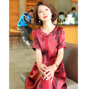 顯瘦高端大牌真絲媽媽裝 新款 杭州絲綢桑蠶絲連衣裙子女2025年夏季
