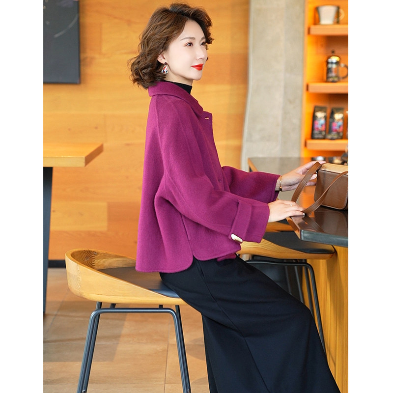 双面呢羊毛大衣气质小个子牛角扣毛呢外套2025秋冬新款,女装/女士精品,毛呢外套,淘宝优惠券,粉丝福利购,淘宝优惠卷