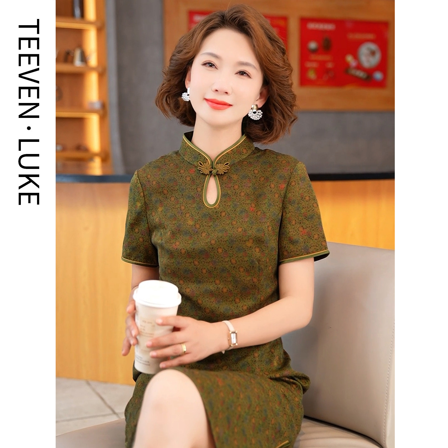 夏季2026年新款复古中国风小个子妈妈真丝香云纱旗袍连衣裙女修身