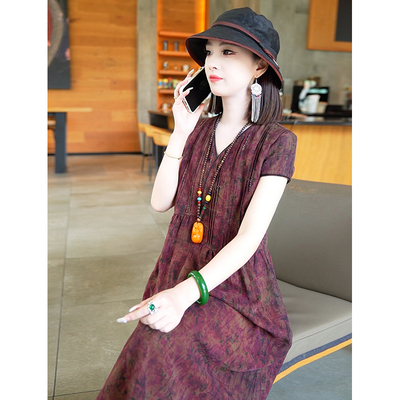 迪芬璐嘉真丝香云纱连衣裙女