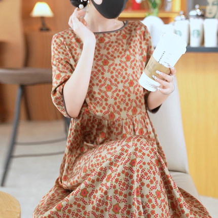 杭州大牌真丝连衣裙女高级感显瘦桑蚕丝气质妈妈裙子夏季2023新款